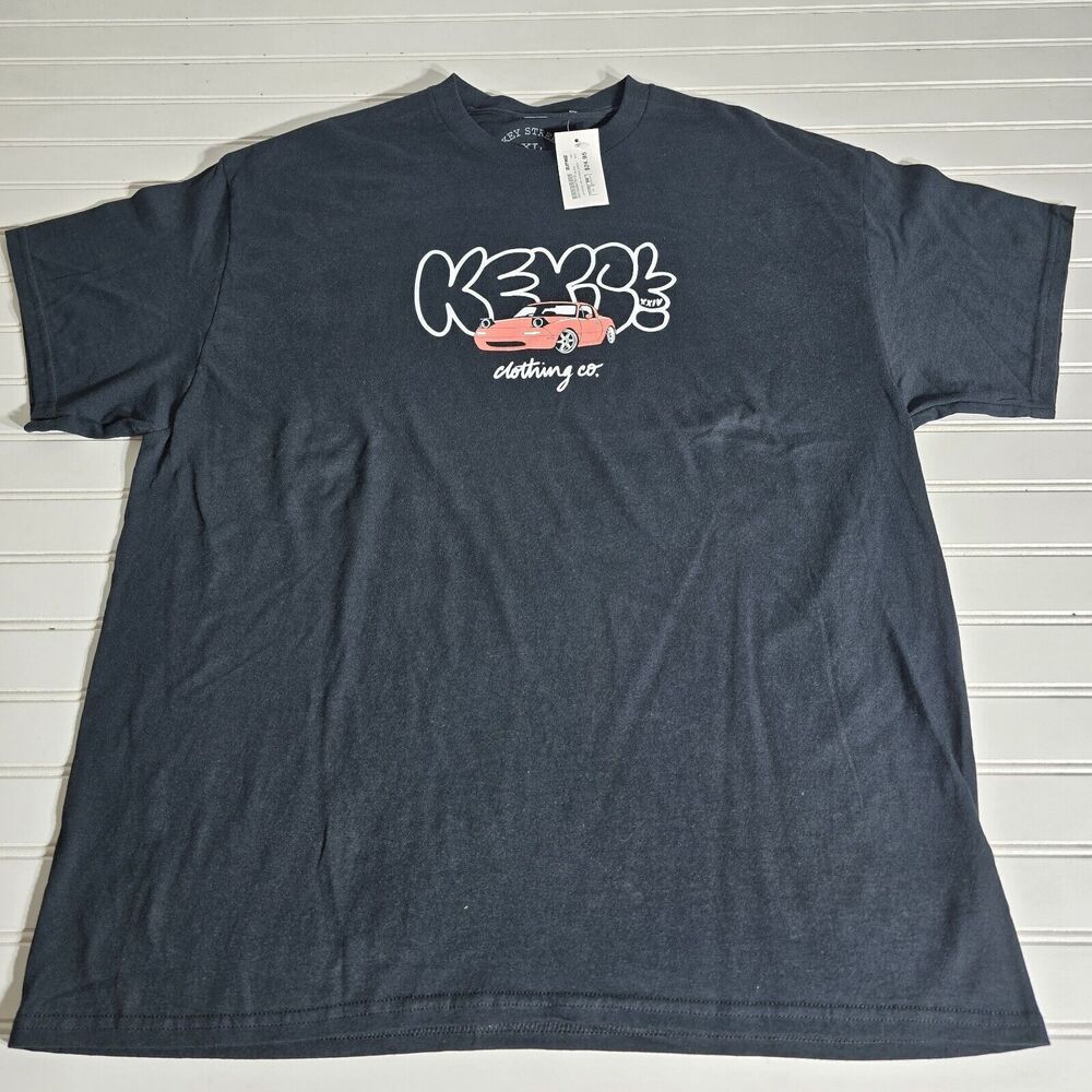 NWT Key Street Clothing Co T-Shirt Mens size XL Black Graphic Tee Red Car